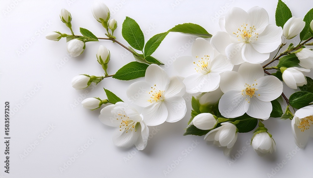 Obraz premium delicate white flower blossoms on pure white background peace blossom delicate
