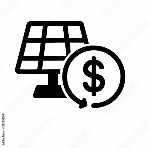Solar panel with dollar return. Green tax incentives