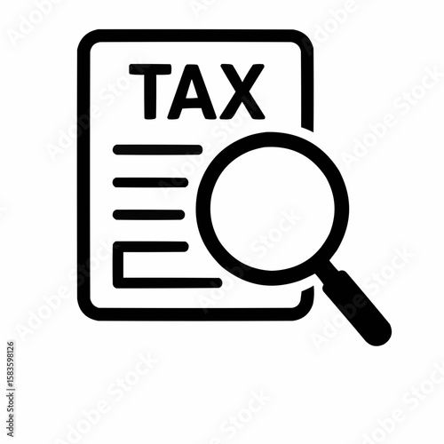 Magnifying glass over tax return. Examination risk