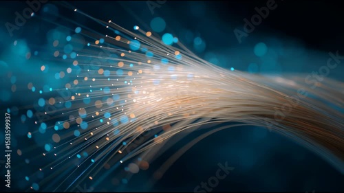 Fiber Optic Bundle: A close-up view reveals a vibrant bundle of fiber optic strands, illuminating the intricate network that powers modern digital communication.