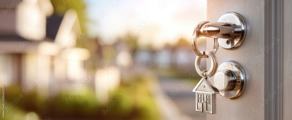 custom made wallpaper toronto digitalThe key hanging from the door lock symbolizing homeownership and new beginnings.