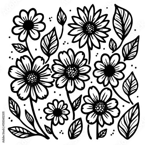 Wallpaper Mural Elegant floral arrangement in black and white for digital design and decoration Torontodigital.ca