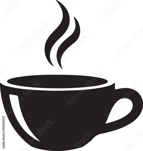 Black coffee cup with steam icon hot drink beverage