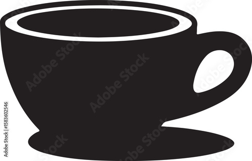 Black coffee cup with white rim and handle black cup