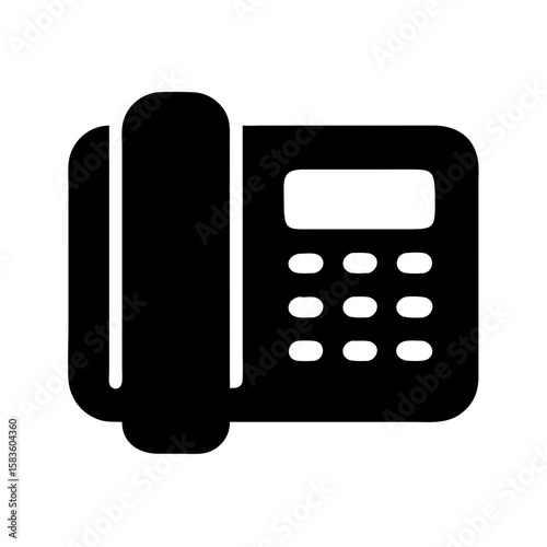 Office Telephone Solid Icon in Bold Filled Style

