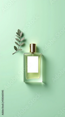 Light Sage Christmas Perfume Mockup with Dried Leaf Accent