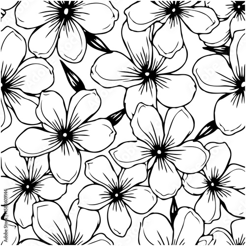Elegant Floral Pattern: Black and White Flower Arrangement for Decorative Purposes