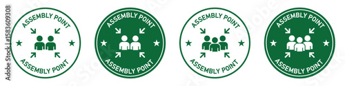 Assembly point label set icon, vector illustration