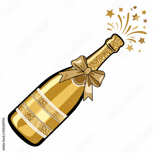 vector champagne bottle isolated on white background