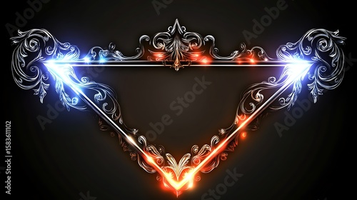 Ornate, glowing, triangular frame