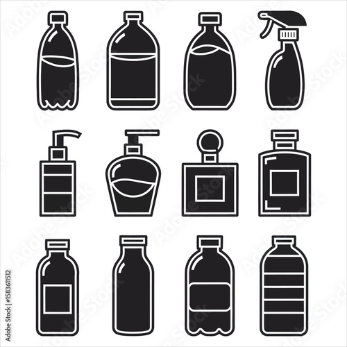 Various bottle and container icons liquid spray bottle