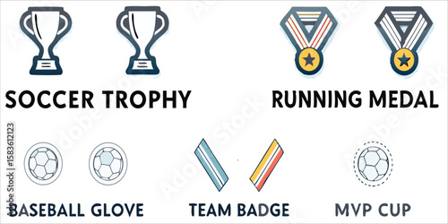 Sports Awards Badges Vector Icons Set