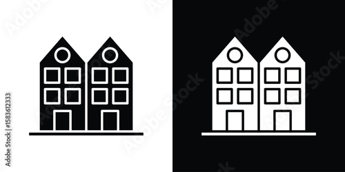 Terraced Houses icon. Simple high quality pictogram. Modern solid style