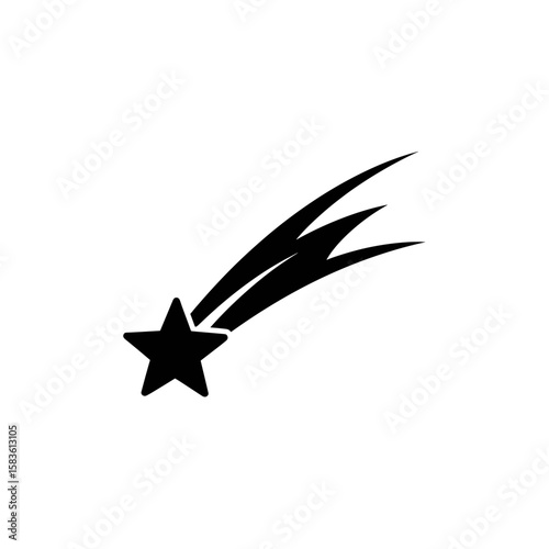 Illustration of a five pointed star with a trail of three lines emanating from its side star trail