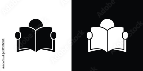 Reading icon. Simple high quality pictogram. Modern solid style