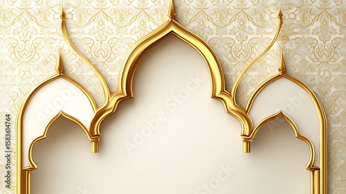 Ornate gold arches on cream background