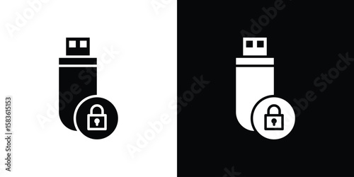 Pendrive security icon. Simple high quality pictogram. Modern solid style