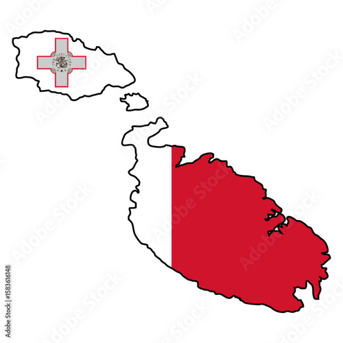 Fotografie map of Malta flag
