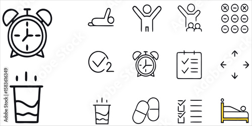 Daily Routine Icons, Healthy Lifestyle and Activities

