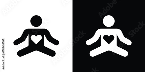 Meditating icon. Simple high quality pictogram. Modern solid style