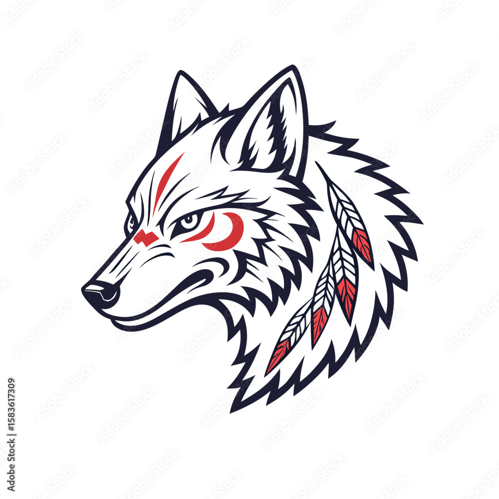 Obraz premium Fierce Glowing Eyes Wolf Illustration