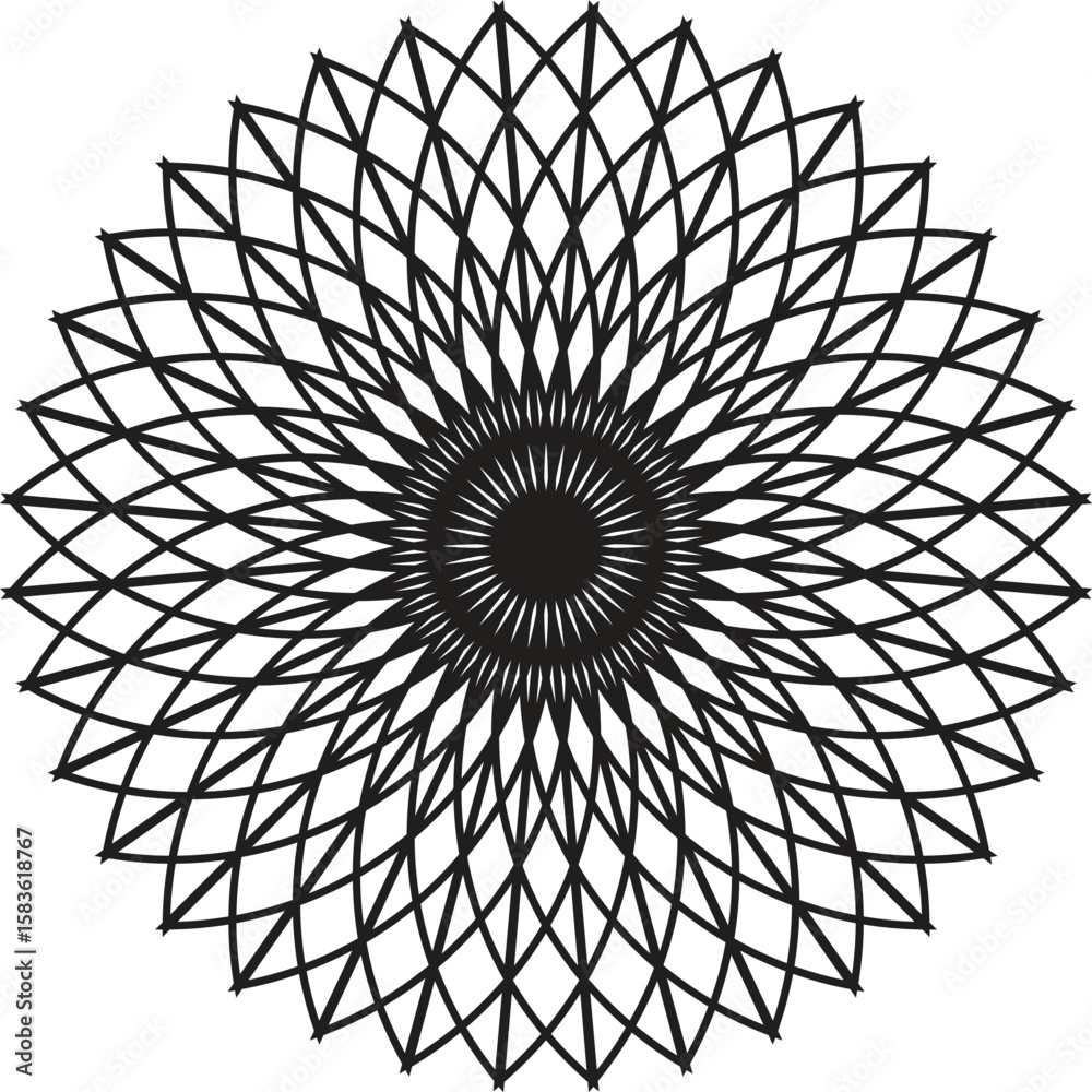 Fototapeta premium Abstract Geometric Mandala Design – Black Circular Line Art Vector