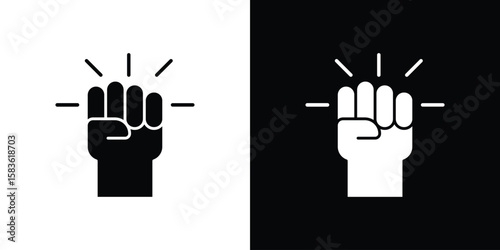 Hand with Power icon. Simple high quality pictogram. Modern solid style