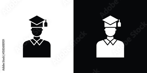 Graduated icon. Simple high quality pictogram. Modern solid style