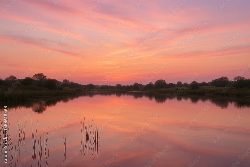 A Serene Lake at Sunset A Serene Lake at Sunset