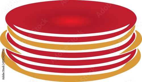Stack of Round Plates Color Vector Design