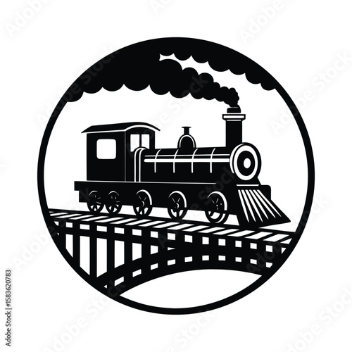 steam locomotive crossing old railway bridge