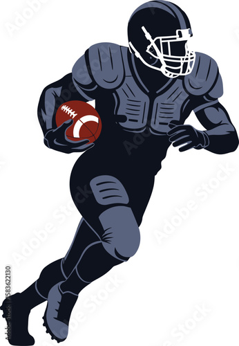 American Football Player Running with Ball - Sports Action
