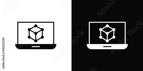 Computer simulation icon. Simple high quality pictogram. Modern solid style