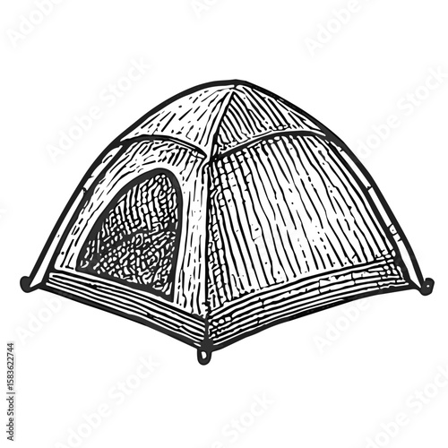 Camping Tent	 vector handdrawn