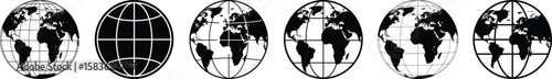 Globe Earth Icons Set - World Map and Communication Symbols