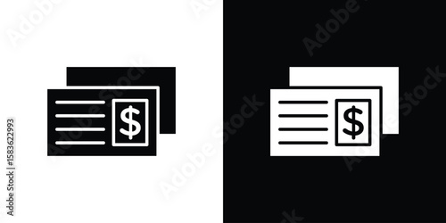Cheque icon. Simple high quality pictogram. Modern solid style