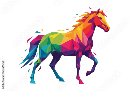 Colorful geometric horse illustration in vibrant shades