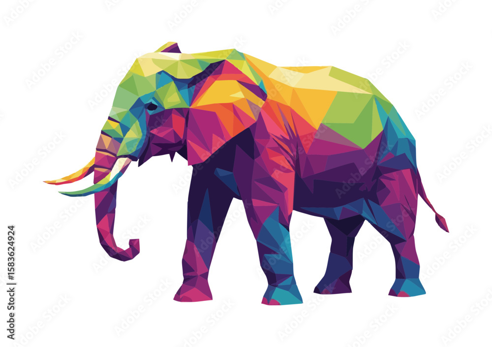 Obraz premium Colorful geometric elephant illustration in vibrant shades