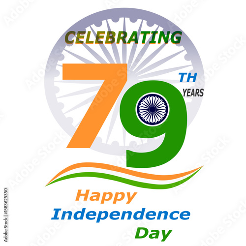 79 Th Indian Independence Day Vector illustration,  Indian Independence Day Icon, 15 Th August Logo 