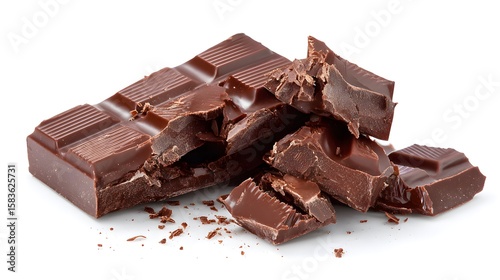 Stack of Chocolate Bars with Irregular Chunks
