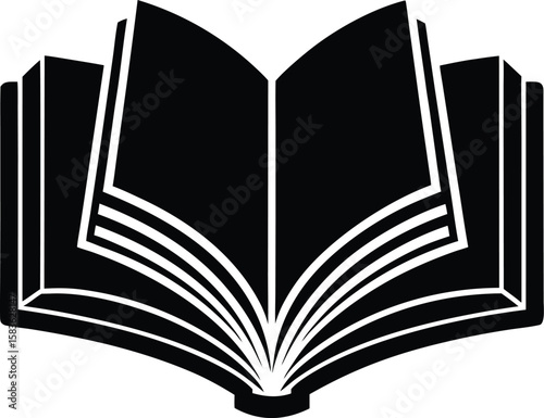 Open Book Glyph Icon - Symbol of Education, Knowledge, and Learning

