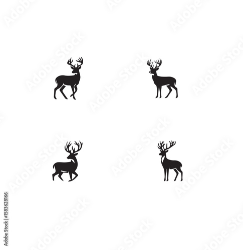 Silhouette of White-Tailed Deer on clean vector