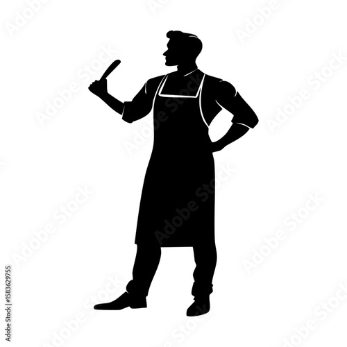 Professional barber silhouette icon vector set featuring male and female styles, beard trimming tools, hairdressing equipment, and grooming essentials in modern minimal design

