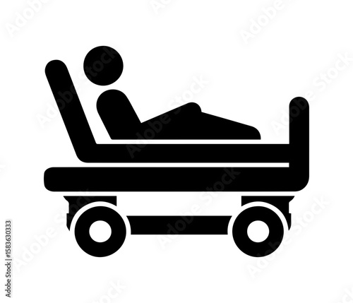 Hospital Stretcher Vector Icon Medical Emergency Bed Illustration