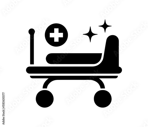 Hospital Stretcher Vector Icon Medical Emergency Bed Illustration