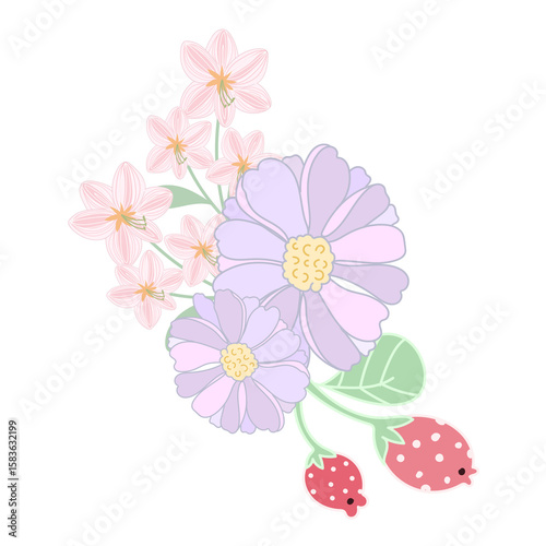 coquette pastel Floral Groupings. Vibrant Bouquets and Blooming Gardens
