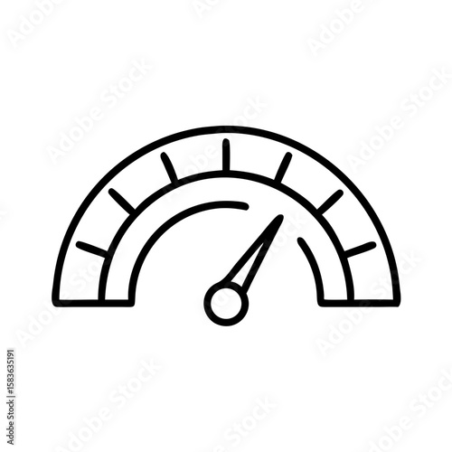Credit score gauge icon in minimalist black line design  