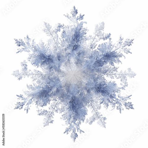 Intricate Snowflake on Red Transparent background Macro Photography of Ice Crystal