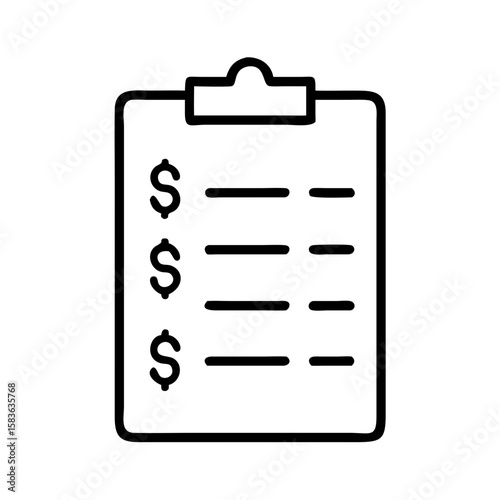 Expense tracking list on a clipboard in minimalist style  