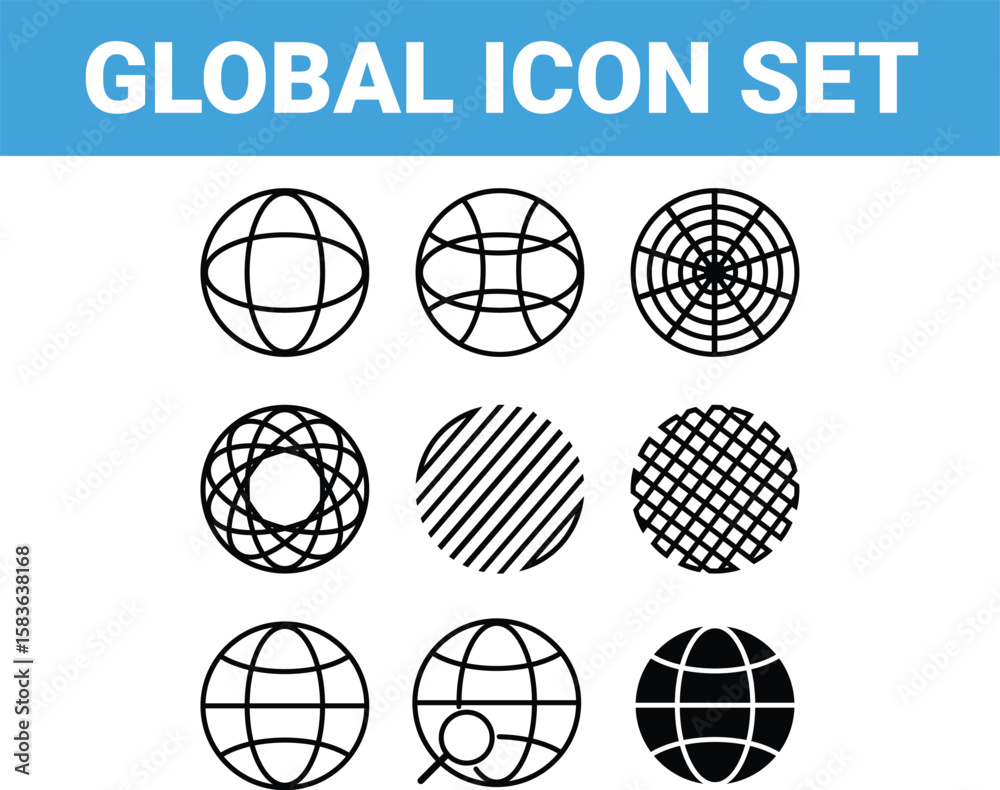 Fototapeta premium Globe Icons Set